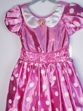 Disney Store Girls Minnie Mouse Pink Polka Dot Costume Dress Size 7/8